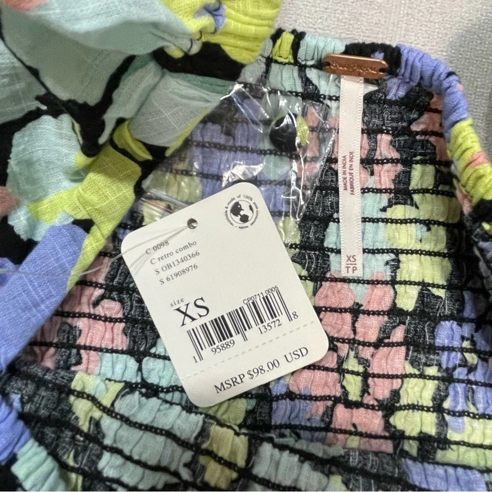NWT New $98 Free People Ariana Printed Crop Top Size XS